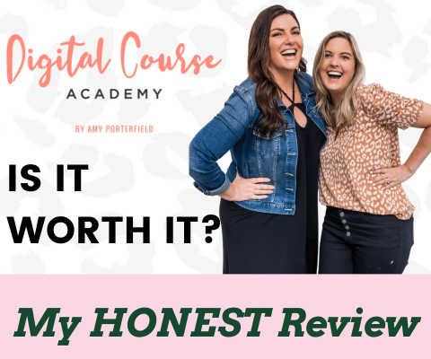 Digital Course Academy and my (Jamie Trull) first profitable digital course. Is it worth it? My honest review and spoiler: YES. Here's me pictured with Amy.