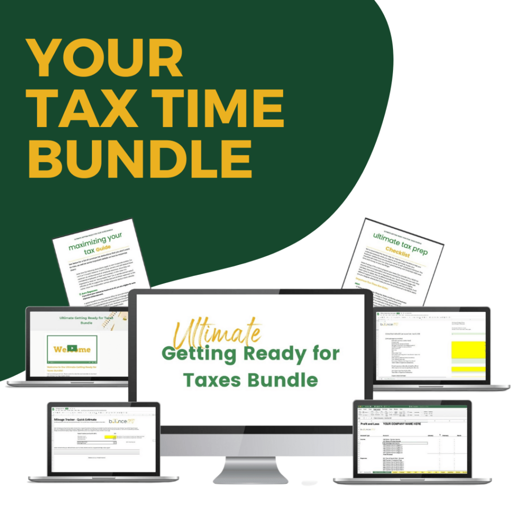 Your tax time bundle from Jamie Trull! We've got the Ultimate getting ready for taxes bundle to help you maximize your return and prepare for taxes.
Keep your business and personal accounts separate and prepare for tax time with my tax time bundle.