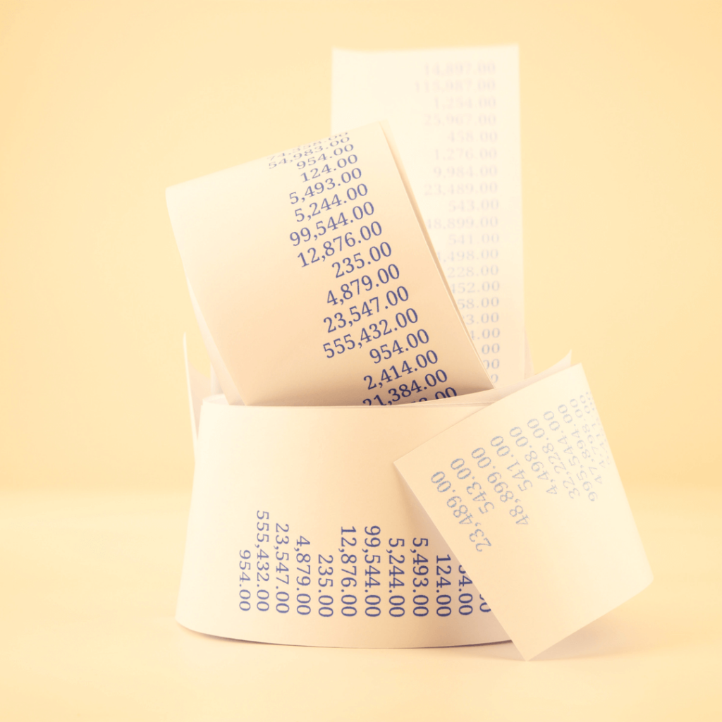 A long roll of receipts. Your kids don't pay taxes like every other employee.