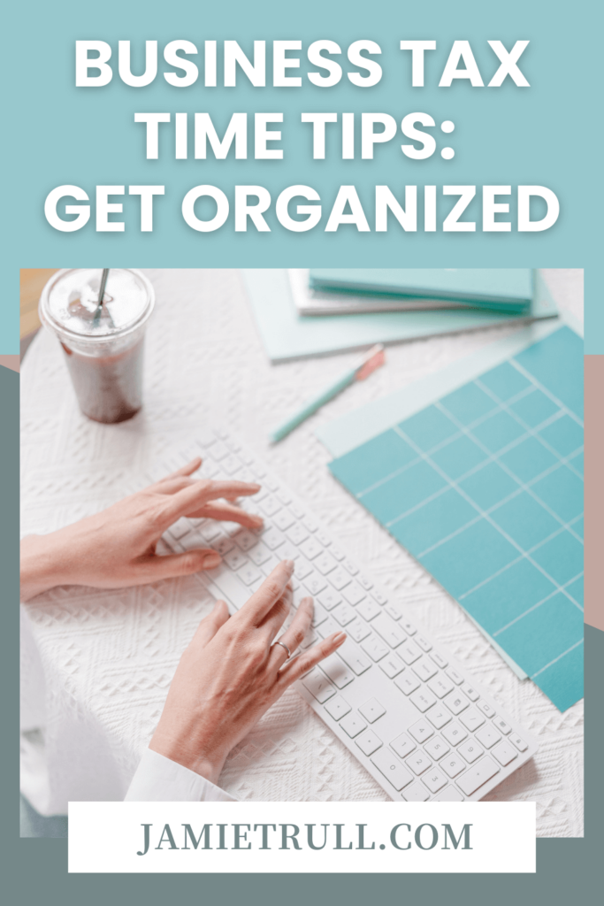 A business owner working on a keyboard, with office set up in the background, highlighting her work on "Estimated Tax Payments".