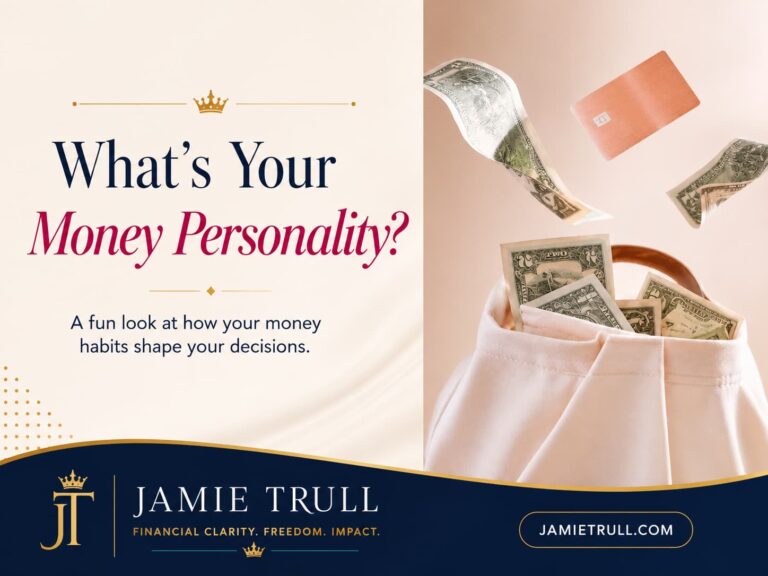 Money flying out of a purse and the headline “What’s Your Money Personality?”