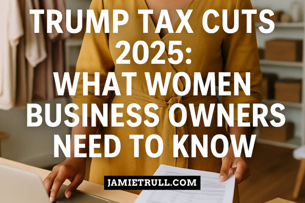 Confident woman small business owner standing in her boutique workspace, reviewing financial documents and using a laptop, symbolizing strategic planning around the Child Tax Credit, Inflation Reduction Act updates, and Internal Revenue Service tax changes for 2025.