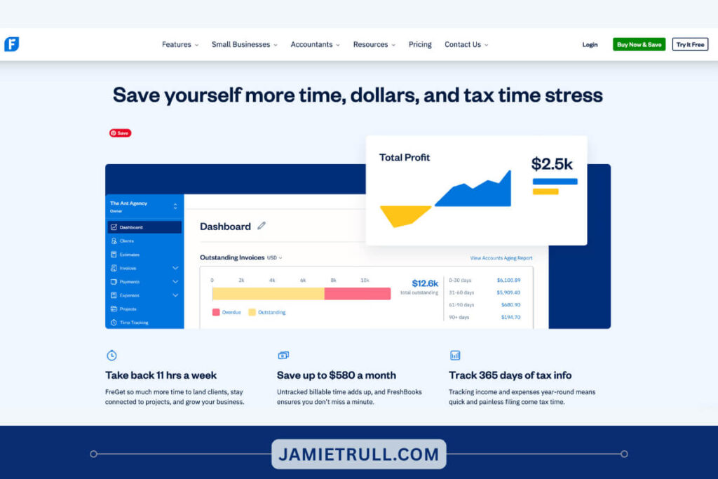 Screenshot of an invoicing dashboard showing outstanding invoices, total profit, and payment details, highlighting how accounts receivable processes can be managed in just a few clicks using automated financial tools.
