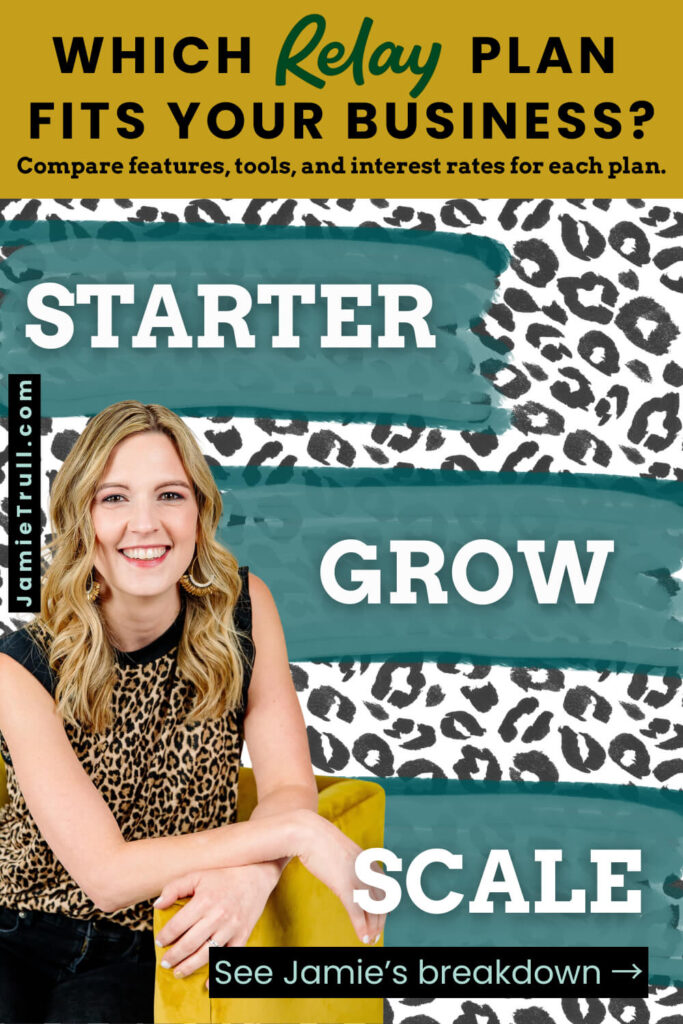 Jamie Trull introduces Relay’s Starter, Grow, and Scale team plan options for small businesses, highlighting how each includes other tools, smart automations, and built-in AI credits to streamline financial management.