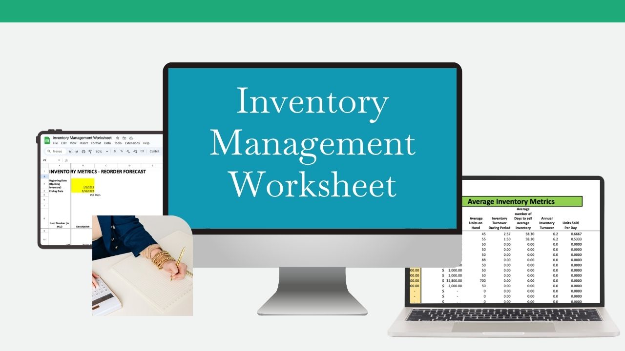inventory management worksheet for small business owners to track products costs and inventory levels
