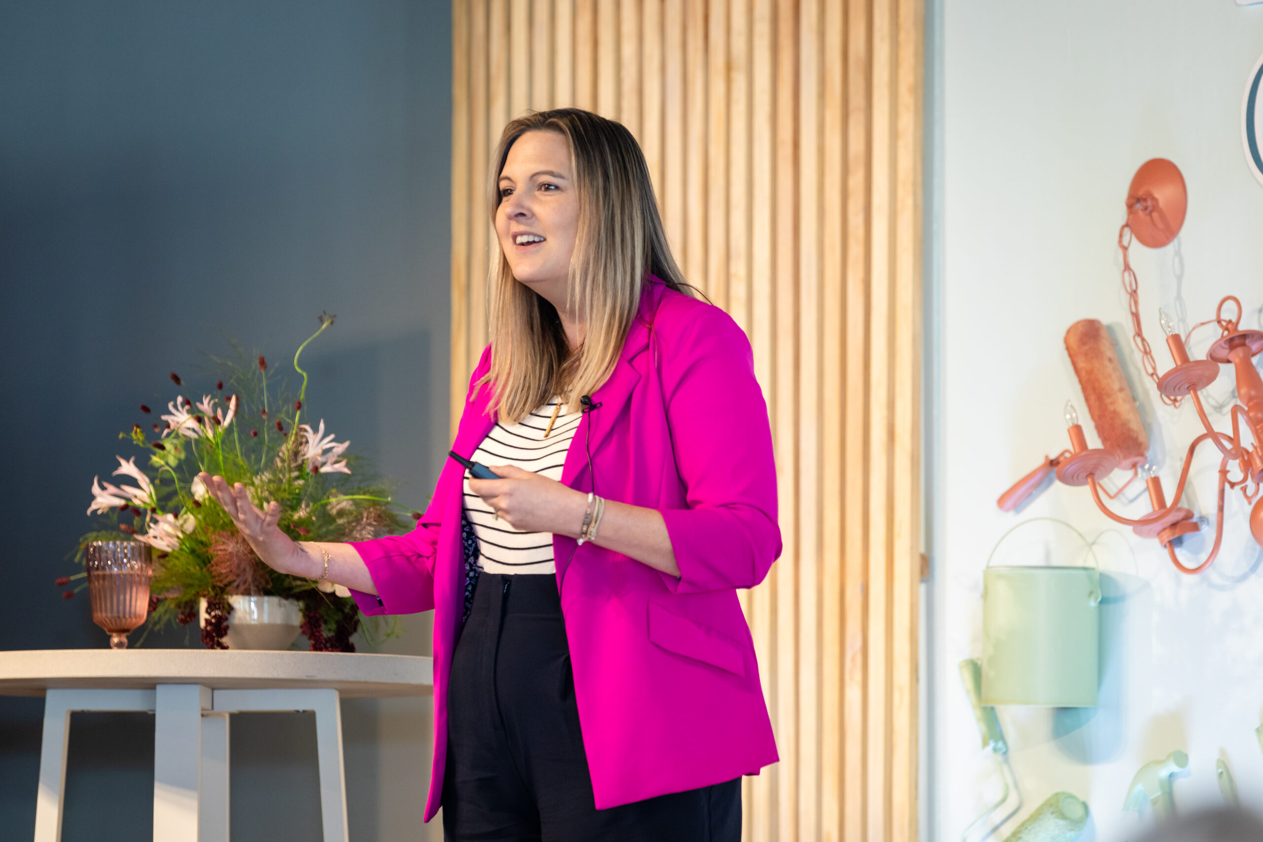 Jamie Trull speaking at business event about cash flow profit and financial clarity for entrepreneurs