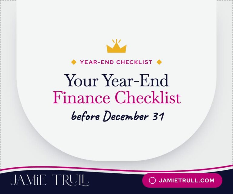 Year-end finance checklist graphic for reviewing cash flow, quarterly tax payments, early payment discounts, and business model decisions before December 31.
