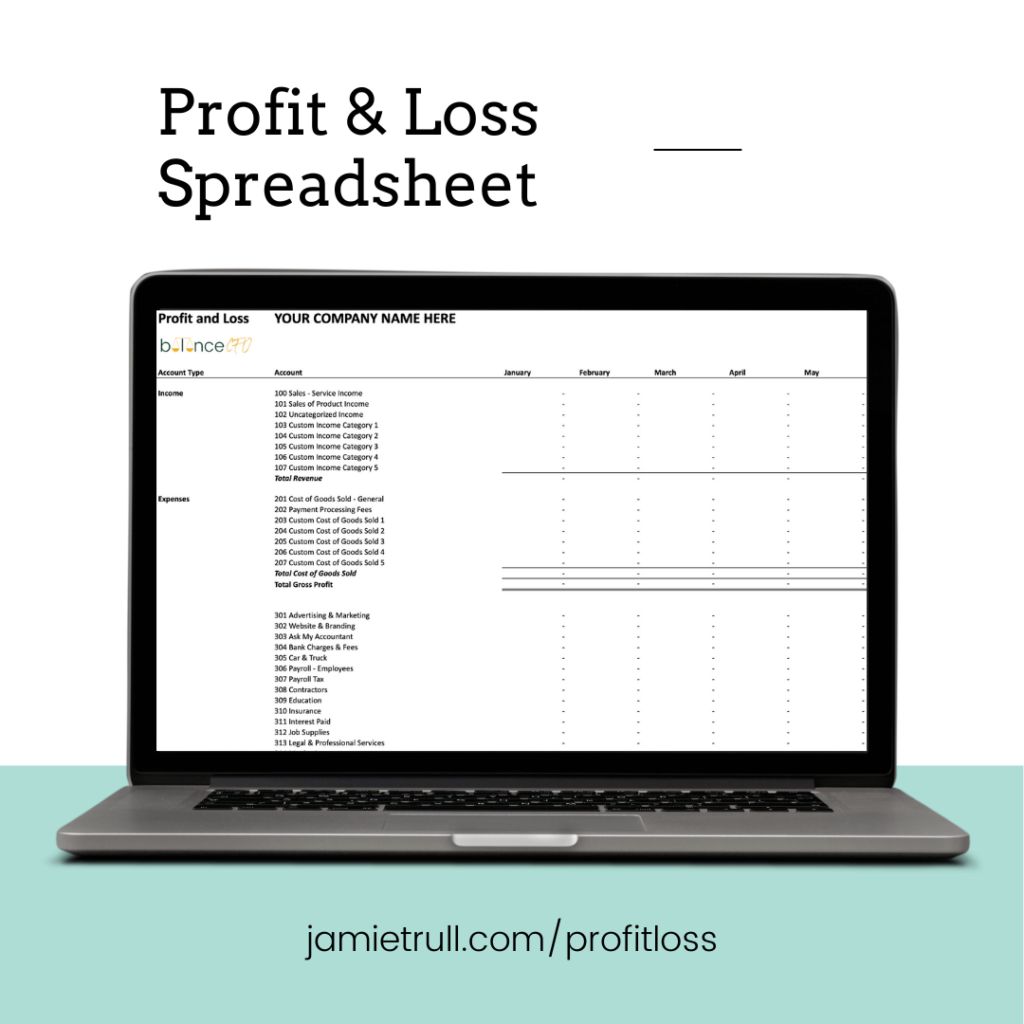 Jamie’s P&L spreadsheet uplevels popular accounting software with a one time fee.