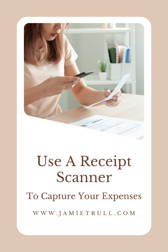 A smartphone scanning a receipt using a receipt scanner app, or a screenshot of a receipt scanner app interface displaying captured receipt data.