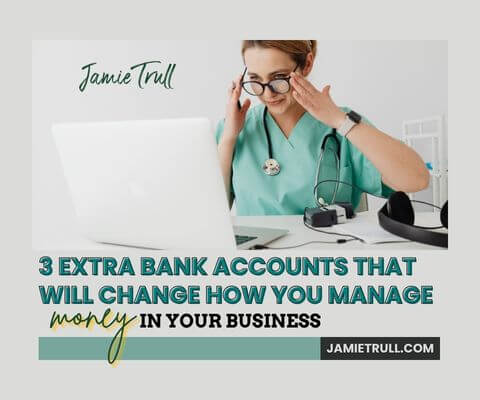 Business owner reviewing finances on a laptop using the Profit First method with a money management platform to organize bank accounts.