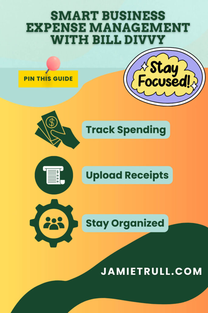 Graphic showing the use of Bill Divvy expense app to manage accounts payable, showing a safe and convenient alternative for tracking spending, uploading receipts, and managing the company’s Bill account.