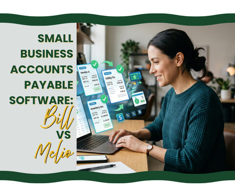 Small business owner using payable software for small businesses to manage invoices, purchase orders, and reduce manual processes.