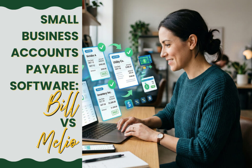 Small business owner using payable software for small businesses to manage invoices, purchase orders, and reduce manual processes.